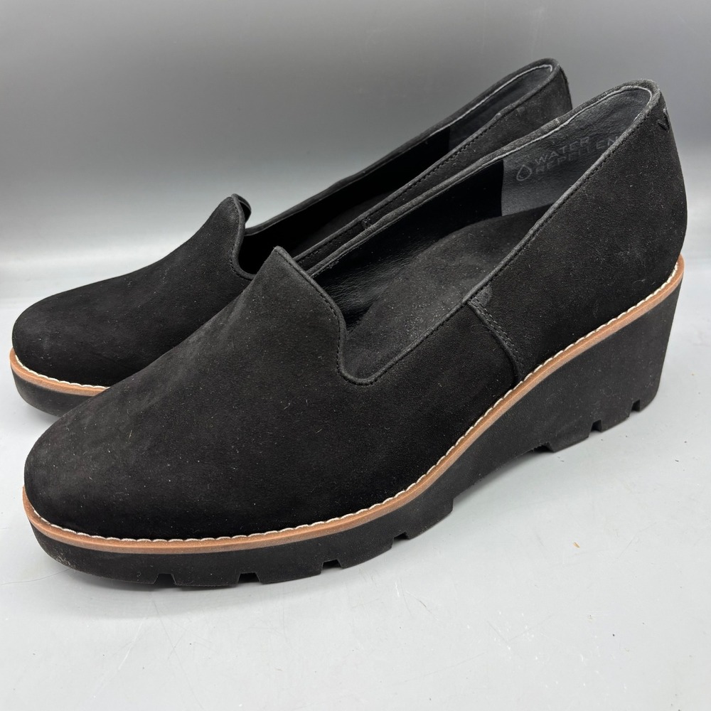Vionic Black Suede Wedges